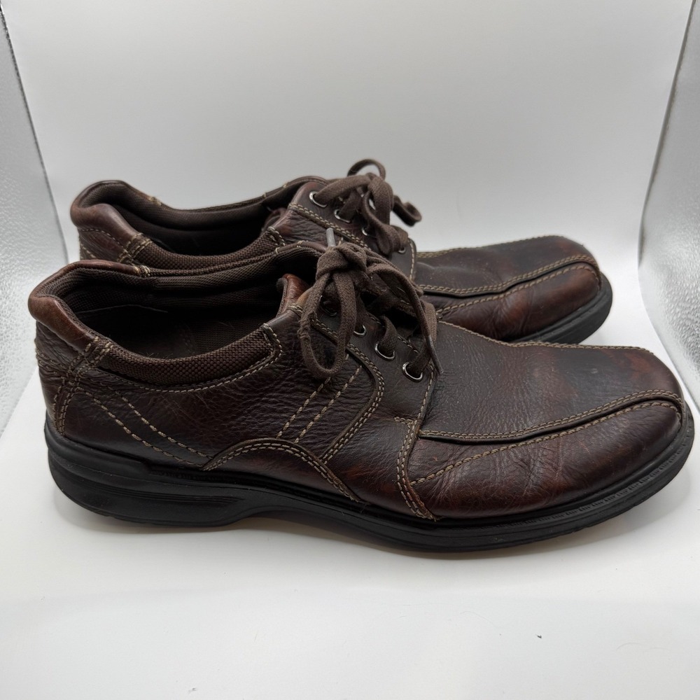 Clarks Genuine Leather Sherwin Limit Lace Up Oxford Brown Shoes Mens Size 11 M